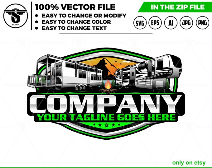 RV Trailer Logo Design: travel trailer, small campers, Fifth Wheel svg