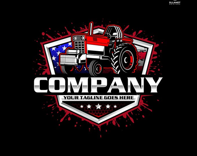 American Tractor Pull Logo: Agriculture Farming Vector Designs (SVG, EPS, PNG)