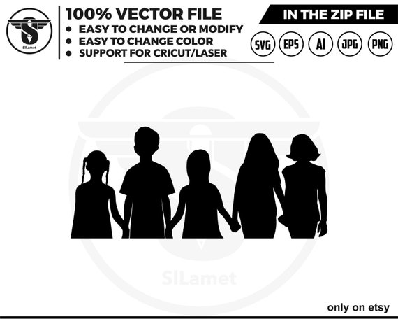 best friends - children's friendship - children silhouette - friends - siblings