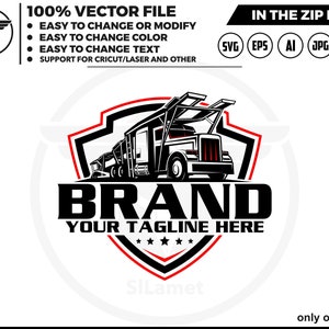 Logotipo de caminhão de transporte de carros: design de reboque de transporte (download digital)