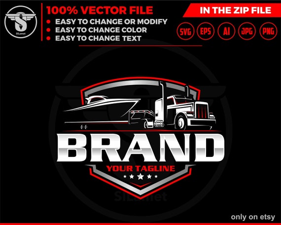 Trucking Pulling Boat, rv logo, vehicle storage logo, truck, boat, car, public transport logo transport,transport boats logo svg, Speed Boat