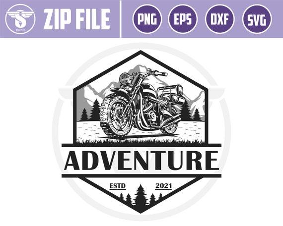 motorcycle classic adventure logo, motorcycle svg, motorcycle adventure, motorcycle travel, printable Vinyl/ Sticker, Cut Files for Cricut