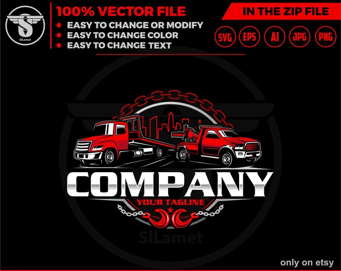 towing city logo - towing truck city logo - towing truck logo, towing logo template, towing chain svg, tow truck 18 wheeler, tow truck logo