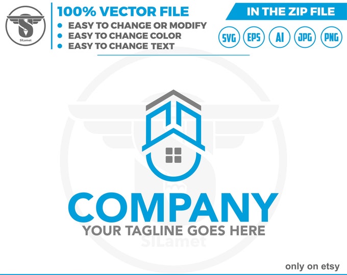 upgrade house logo - minimalis house logo - Real Estate Logo - Logo Design Template - Real Estate Agent Logo,