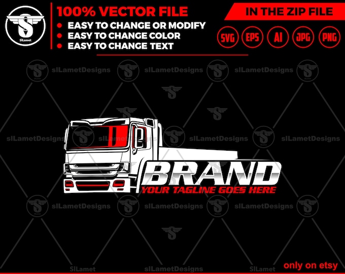 tipper truck logo - Flat nose dump truck logo - Dump Truck logo - tip truck: Construction Clipart, Truck Silhouette (Digital Download)