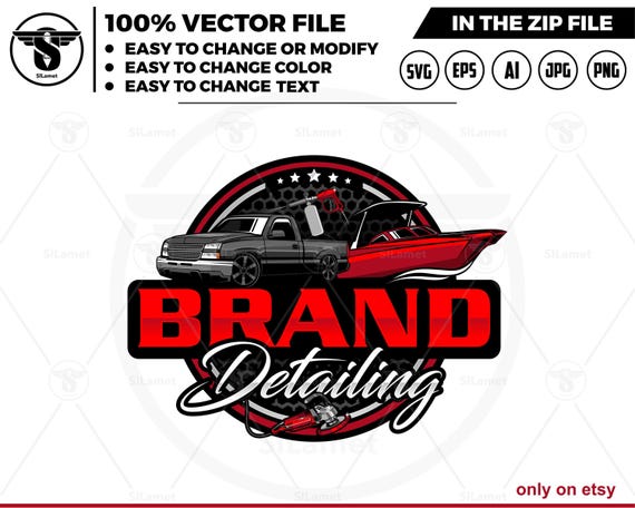 speed boat pickup wash logo - auto detailing pickup logo template - Car Detailing Services logo - car wash logo template - car clean logo