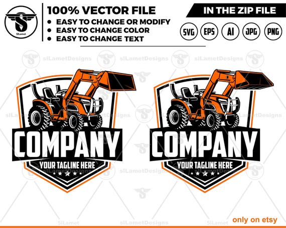 tractor loader logo - tractor backhoe attachment - Tractor kubota logo - farm logo - kubota Tractor logo