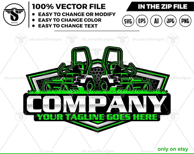 Lawn Mowers logo - Zero Turn mowers logo - grass cleaner logo