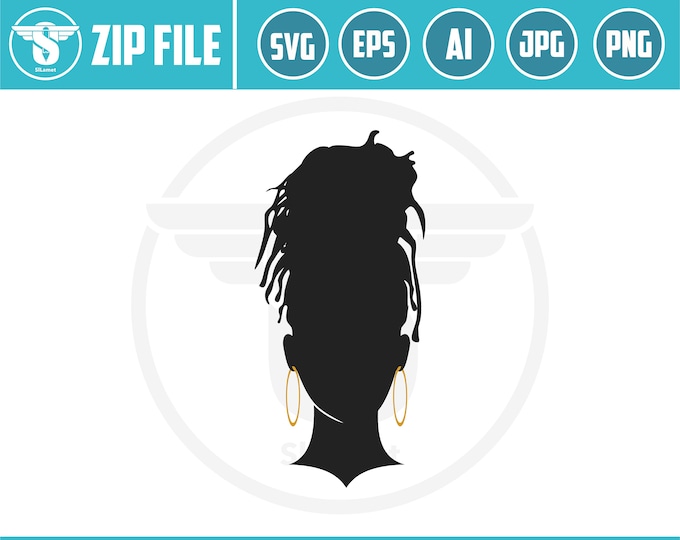 Dreadlocks Woman Silhouette SVG: African Hairstyle Graphic (Digital Download)