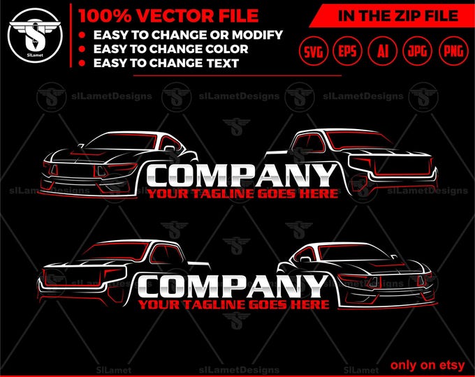 pickup and sport car logo, sport car logo, automotive logo, luxury car logo, car logo svg, automotive, car logo template, car dealer logo
