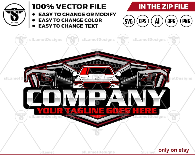 Pickup &  gooseneck dump Trailer Logo - Pickup Truck Trailer Logo Template - Hauling Equipment Branding - dump trailer logo