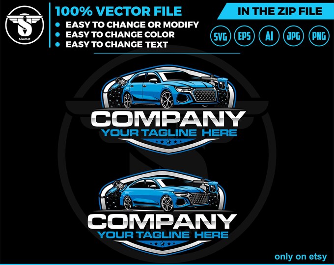auto detailing car logo template - Car Detailing Services logo - car wash logo template, car clean logo, auto detailing, 2023 AUDI Rs3 SEDAN