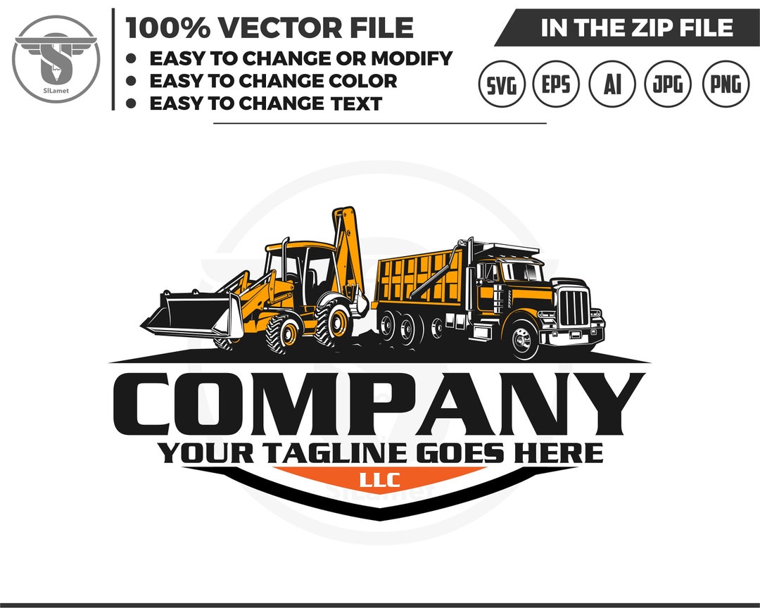 Backhoe Loaders and Dump Truck Logo Svg, Backhoe Excavator Logo Svg