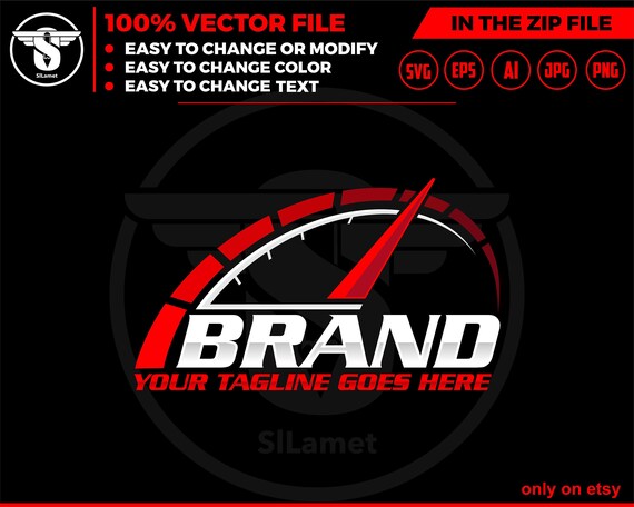 Speed racing car logo -spedometer logo - automotive logo - racing car logo