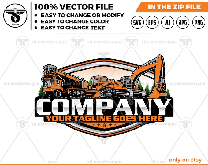 concrete truck, skid steer and excavator logo, front discharge concrete truck, concrete truck svg,