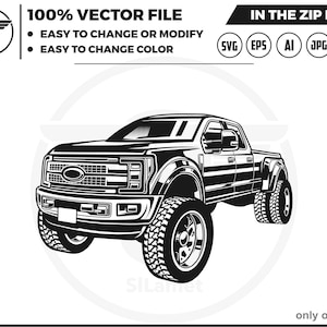 Ford F-250 Super Duty SVG: Pickup Truck Vector Graphic (Digital Download)