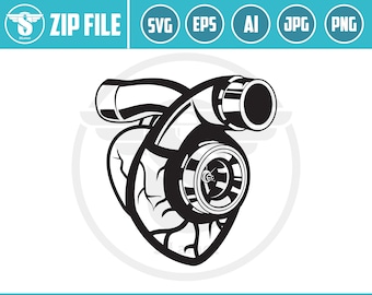 Heart Turbo Silhouette SVG: Car Mechanic Engine for cricut(Digital Download)