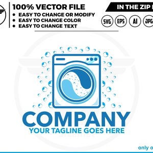 Washing Machine Logo: Laundry Vector Graphics (Digital Download)