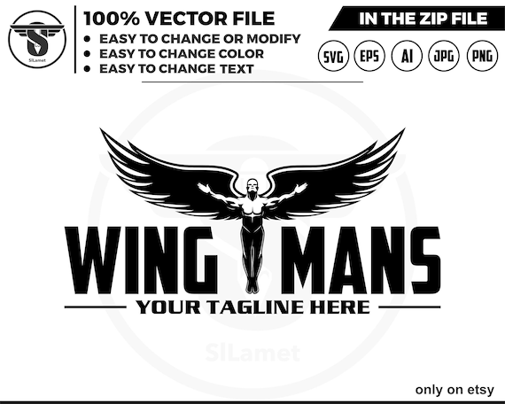 fly men with wings logo - winged man logo