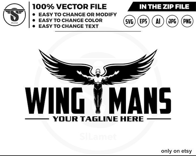 fly men with wings logo - winged man logo