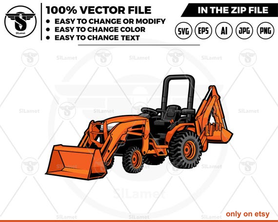 Kubota vector - Kubota svg - Backhoe svg - Farm Equipment -kubota tractor svg