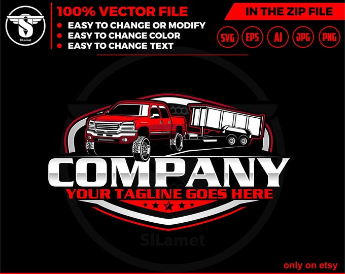 pickup and dump trailer logo - pickup and Bumper Pull Dump Trailer - trailer towing logo - dump rental Logo - 2006 GMC Sierra 1500