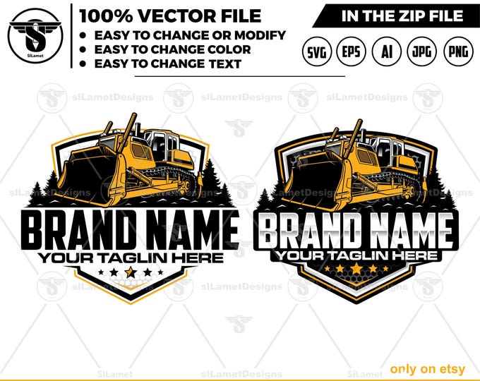Bulldozer logo - equipment vehicles logo - heavy equipment logo - Bulldozer svg - John Deere Dozer