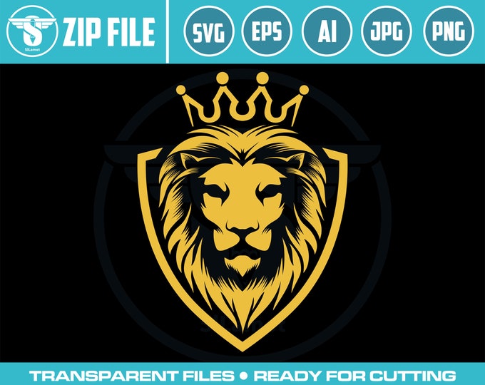 Lion king, Lion svg,Lion head svg, Lion gold, Instant Download,SVG, PNG, EPS, dxf, jpg digital download Image Cut File for Cricut Silhouette