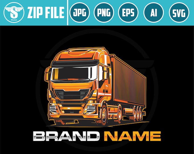Modern Flat-Nose Truck logo - Cab-Over Engine Truck - COE truck logo - Industrial Freight Truck - Forward Control Truck - truck eropa