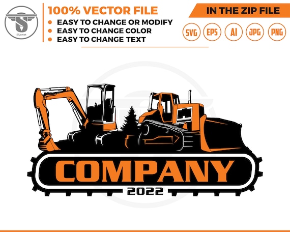 mini excavator and Bulldozer logo svg, skid steer Bulldozer logo, skid steer SVG, Wheel Loader Svg, skid steer excavator,mini excavator svg