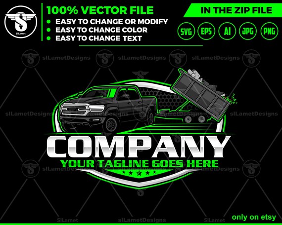 Pickup & Dump Trailer Logo - Pickup Truck Trailer Logo Template - Hauling Equipment Branding  - dump trailer logo - 2019 ram 1500