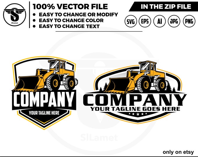 Wheel Loader logo, Wheel Loader rental logo, Construction, Machinery Articulated Wheel Loader