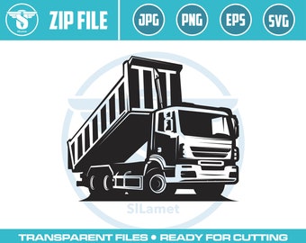 Logo van kipper vrachtwagen - bouwclipart voor Cricut (digitale download)