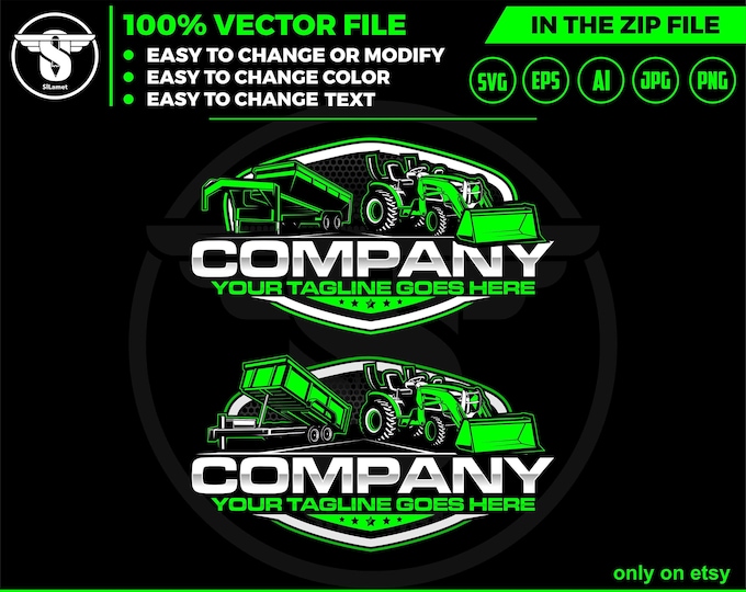 Tractor Dump Truck Logo: Earth Moving Vector Graphics (svg, eps, png, jpg, ai)
