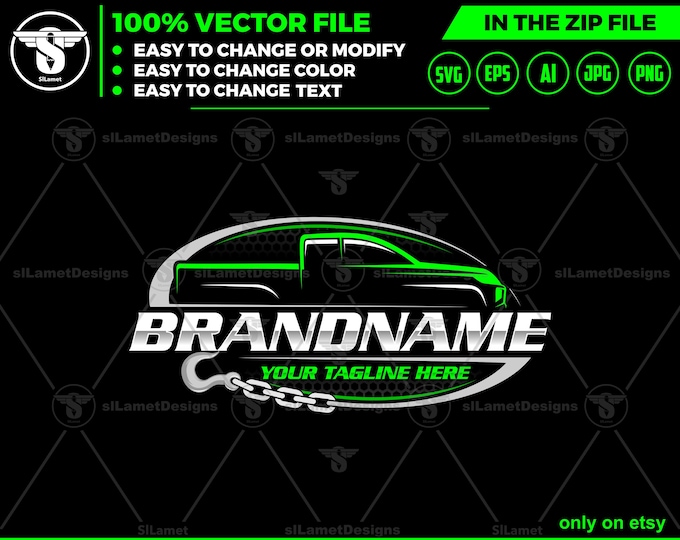 pickup truck towing logo - tow logo :Simple, Clean, Minimalist