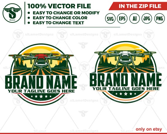Agricultural Drone Logo - Farm Drone Logo Template - Digital Download - Precision Farming Branding Design
