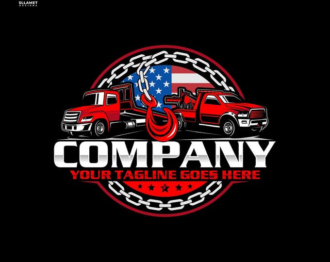 American Towing Logo, Editable Vector Logo for Car Recovery & Roadside Service Branding (SVG AI)