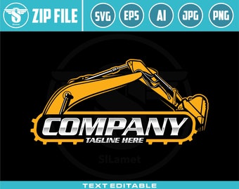 excavator logo template - bucket excavator svg - construction logo - digging logo - earth digging logo - excavator svg