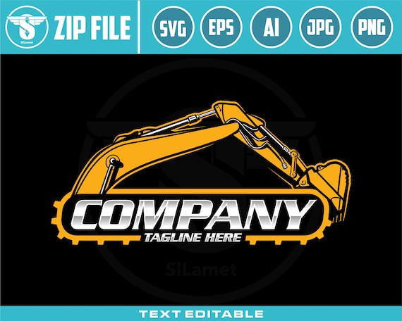 excavator logo template - bucket excavator svg - construction logo - digging logo - earth digging logo - excavator svg
