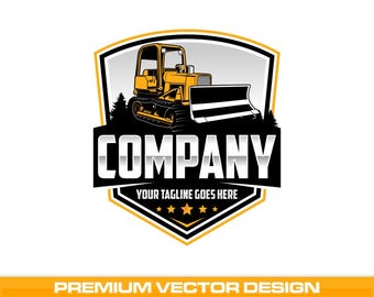 Bulldozer Logo SVG: Fully Editable Vector, Heavy Equipment Template, Construction Brand