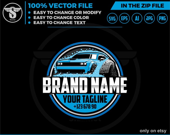 car detailing logo - sport car wash logo- Car Detailing Services logo - car wash logo template - car clean logo - auto detailing logo