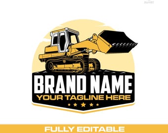 Compact Track Loader Logo: Skid Steer Construction Vector Designs (SVG, EPS, PNG)