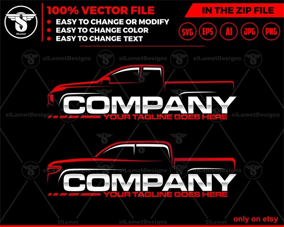 pickup truck line art logo - pickup truck logo template - pickup truck abstract logo - pickup line logo