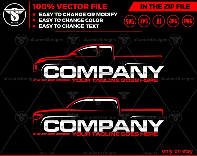 pickup truck line art logo - pickup truck logo template - pickup truck abstract logo - pickup line logo