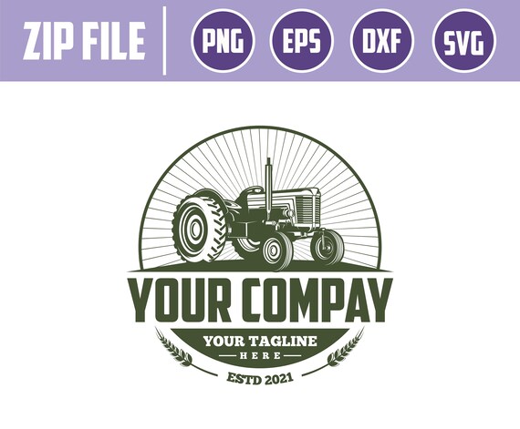vintage tractor silhouette logo template printable Vinyl/ Sticker, Cut Files for Cricut, Vector INSTANT DOWNLOAD