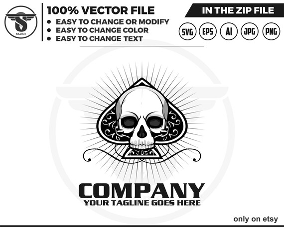 skull ace logo - poker logo - skull svg - skull t-shirt