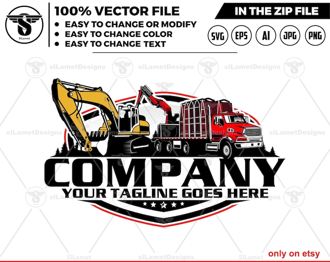 Freightliner loader crane and excavator logo, truck loader crane , Truck loader and excavator  logo, truck crane, Semi Truck loader logo,