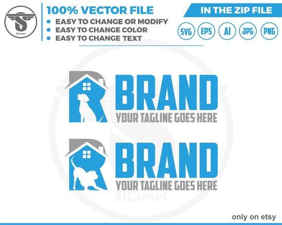 letter R rescue dog - save dog - home pet - dog home logo