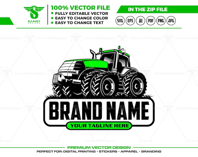 Heavy Duty Tractor logo : Tractor Logo Design, Farm Equipment Logo, Agricultural  Vector, Farming Industrial Tractor Design SVG, PDF, EPS