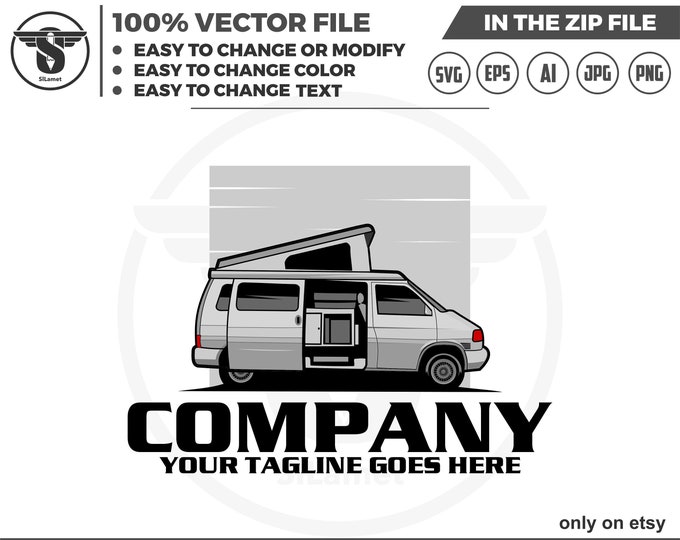 campervan svg, Camper van logo, travel van car, camper van vector isolated logo design